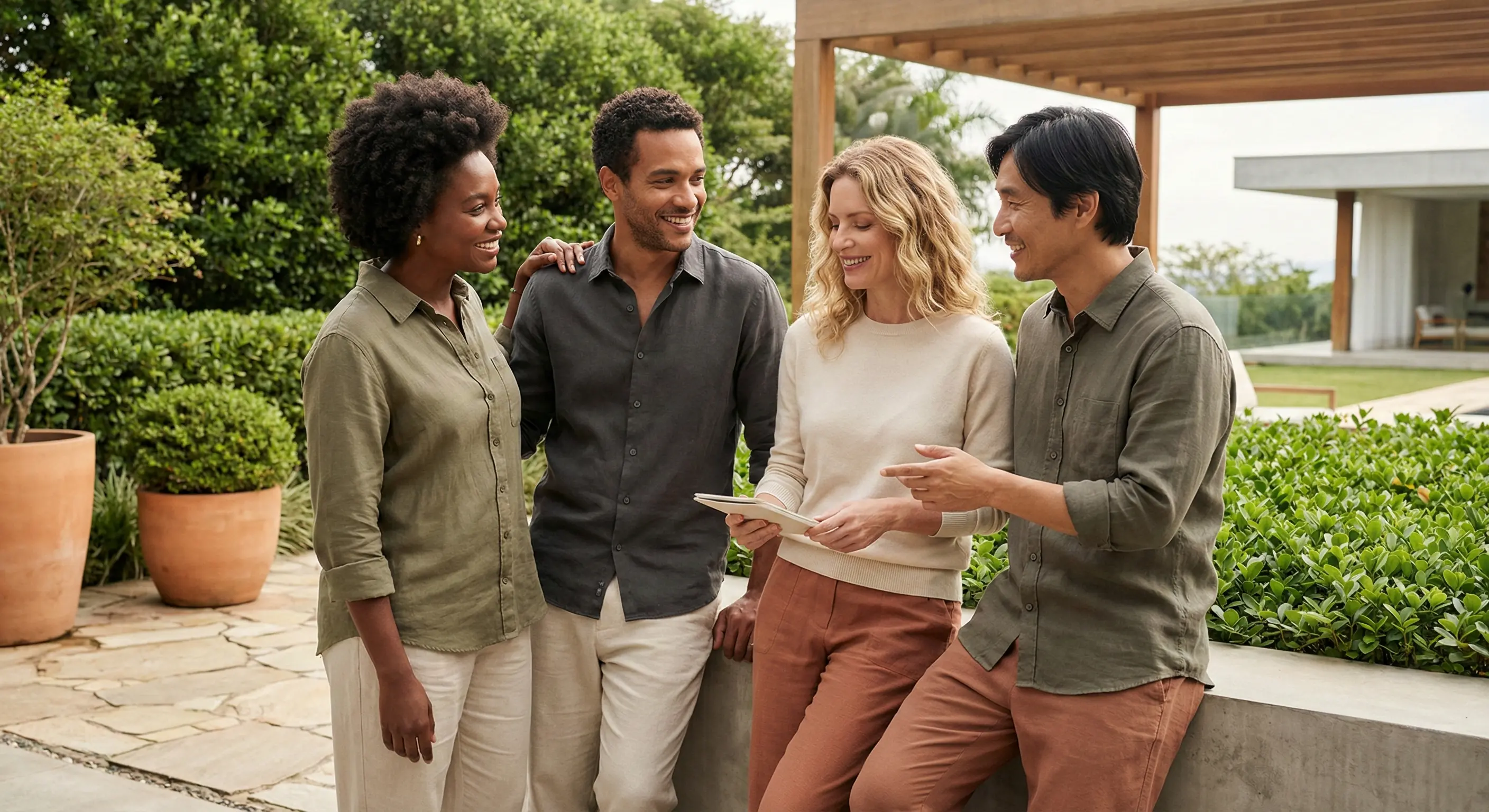 Grupo de pessoas em conexão e acolhimento